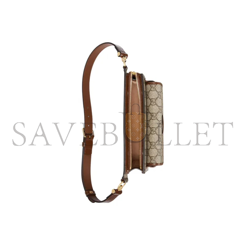 GUCCI GG CANVAS WITH LEATHER SLING BAGS ONE SHOULDER 746300 (18*13*5cm)